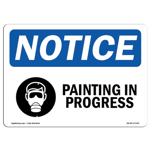 Safety Sign, OSHA Notice, 3.5" Height, Painting In Progress Sign With Symbol, Landscape, 10PK